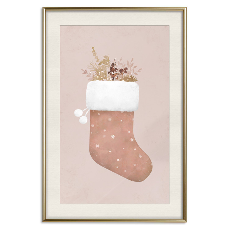 Poster Christmas in Pastels - Holiday Stocking With Plant Twigs 148036 additionalImage 25