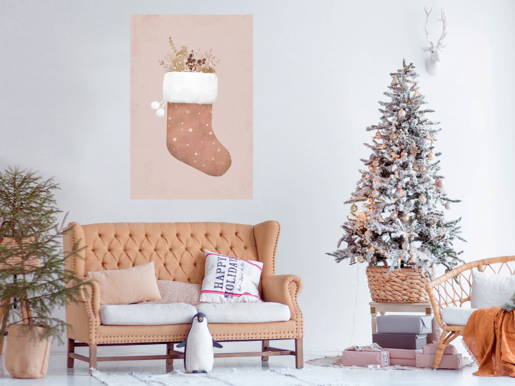Poster Christmas in Pastels - Holiday Stocking With Plant Twigs 148036 additionalImage 11