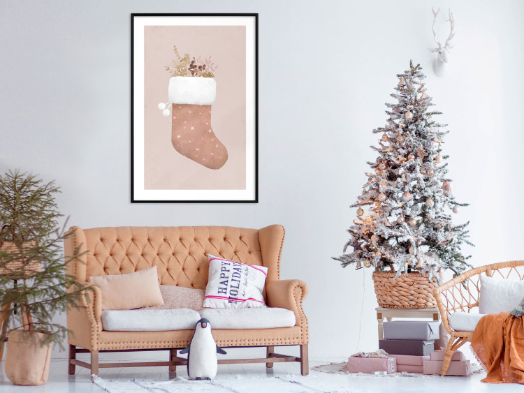 Poster Christmas in Pastels - Holiday Stocking With Plant Twigs 148036 additionalImage 18