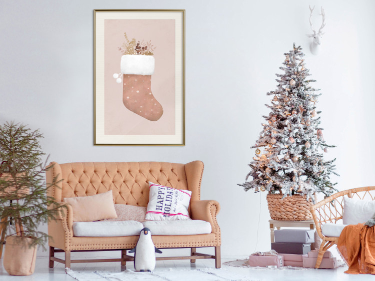 Poster Christmas in Pastels - Holiday Stocking With Plant Twigs 148036 additionalImage 17