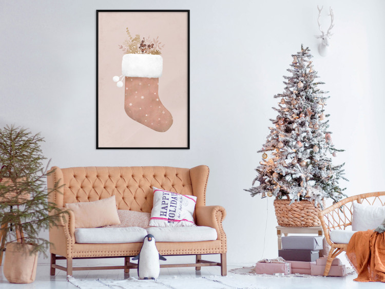 Poster Christmas in Pastels - Holiday Stocking With Plant Twigs 148036 additionalImage 14