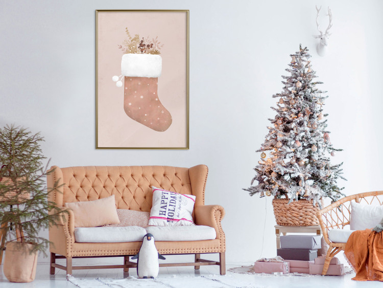 Poster Christmas in Pastels - Holiday Stocking With Plant Twigs 148036 additionalImage 12
