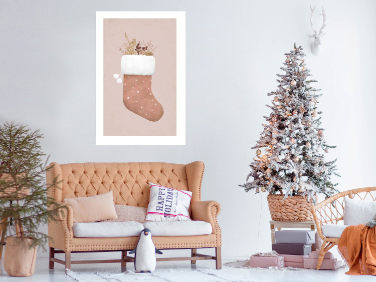 Poster Christmas in Pastels - Holiday Stocking With Plant Twigs 148036 additionalImage 13