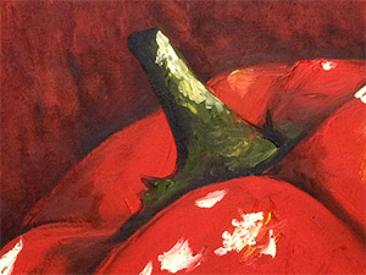 Leinwandbild Gemaltes Gemüse (3-teilig) - Grüne Erbsen und rote Paprika 46746 additionalImage 3