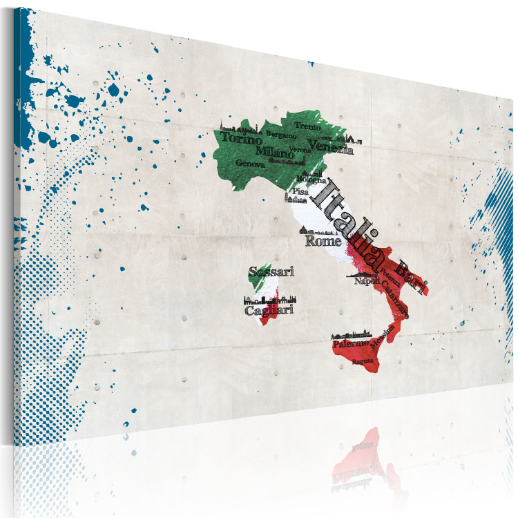 Wandbild Italienische Karte - Grafiken in Nationalfarben mit markierten Städten 55266 additionalImage 2
