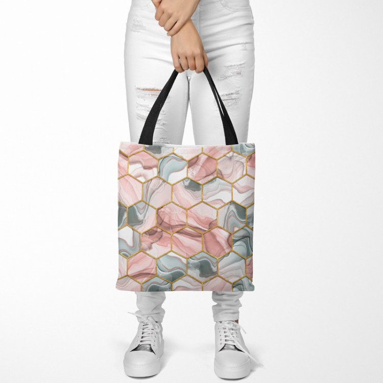 Totebag Plant hexagons - motif in shades of gold, green and red 147576 additionalImage 2