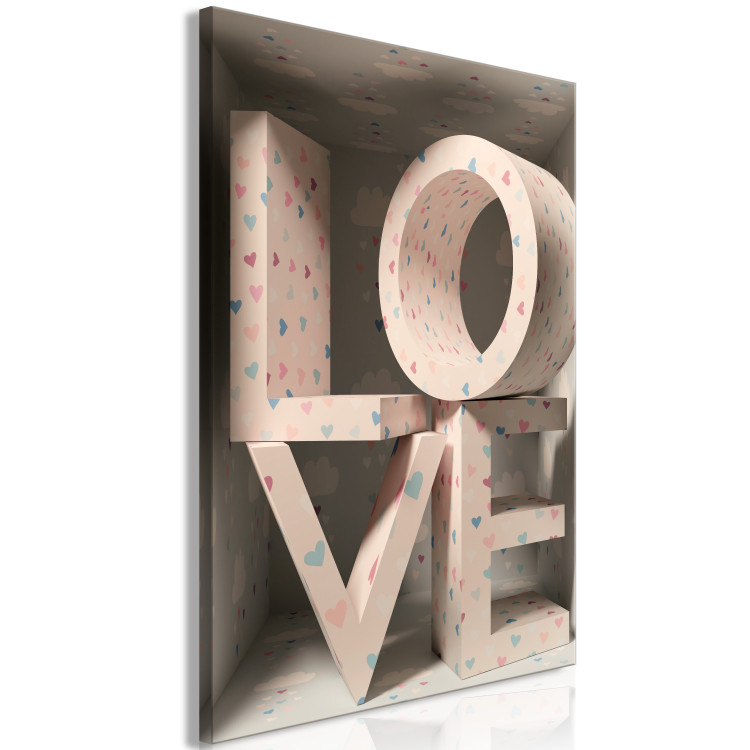 Leinwandbild Liebe in Buchstaben - Schriftzug Love bedeckt mit kleinen Herzen 135396 additionalImage 2