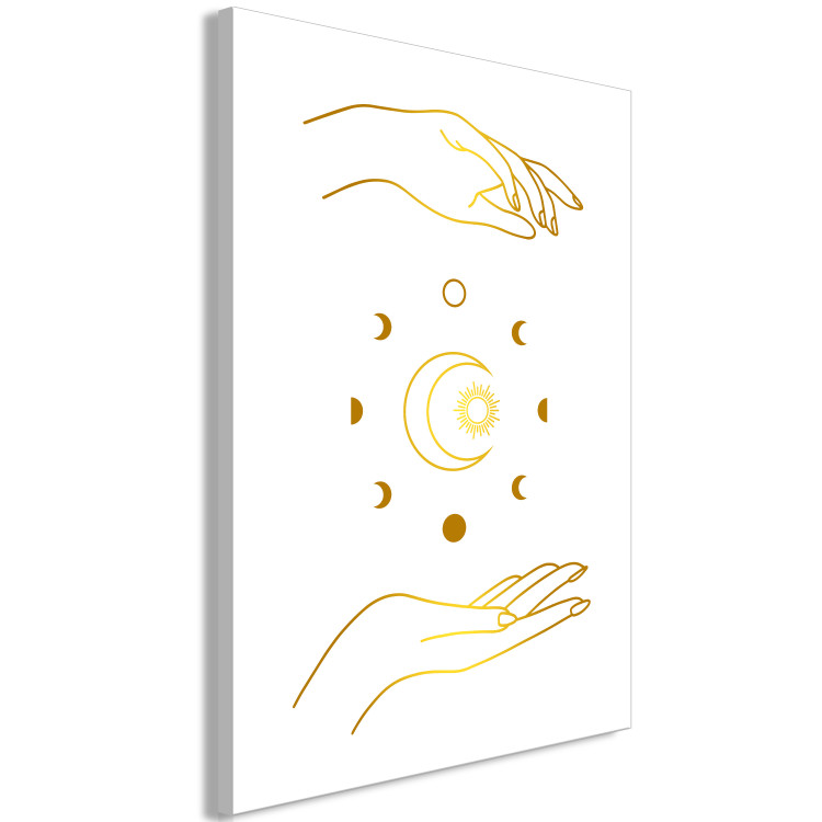 Leinwandbild Magic Symbols - Golden Hands and All Phases of the Moon 146196 additionalImage 2