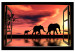 Bild auf Leinwand Wandernde Elefanten, die aus dem offenen Fenster sichtbar sind 125007