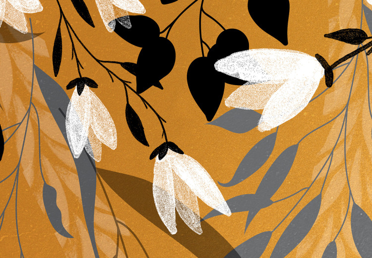 Vlies Fototapete Orange Energie - Landschaft mit Blattkomposition und weißen Blüten 143517 additionalImage 3
