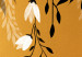 Vlies Fototapete Orange Energie - Landschaft mit Blattkomposition und weißen Blüten 143517 additionalThumb 4