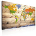 Wandbild Karte der bunten Kontinente (1-teilig) - Welt auf Holzgrund 97517 additionalThumb 2