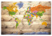 Wandbild Karte der bunten Kontinente (1-teilig) - Welt auf Holzgrund 97517