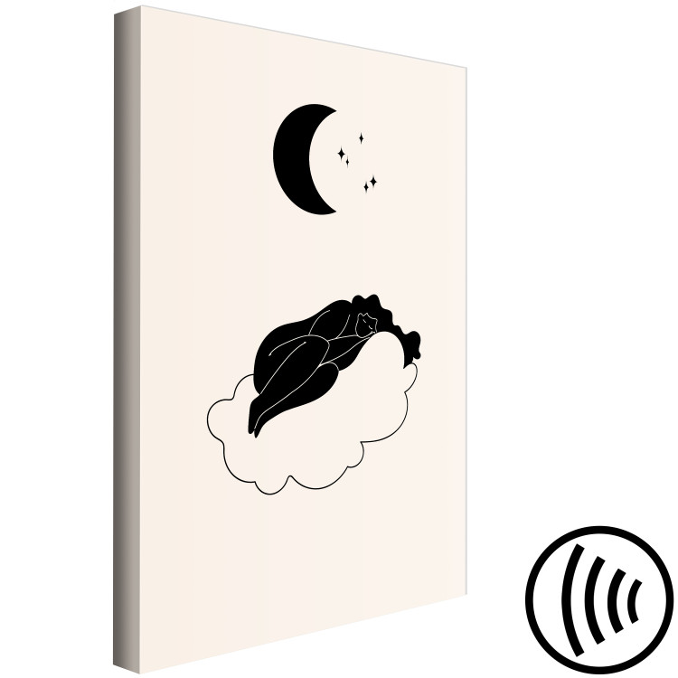 Leinwandbild Monochrome Minimalism - Girl Sleeping on a Cloud in the Moonlight 146127 additionalImage 6