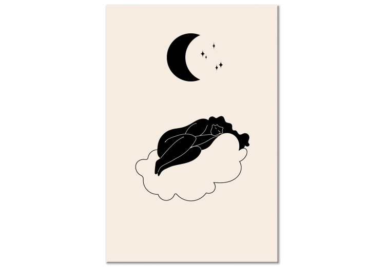 Leinwandbild Monochrome Minimalism - Girl Sleeping on a Cloud in the Moonlight 146127