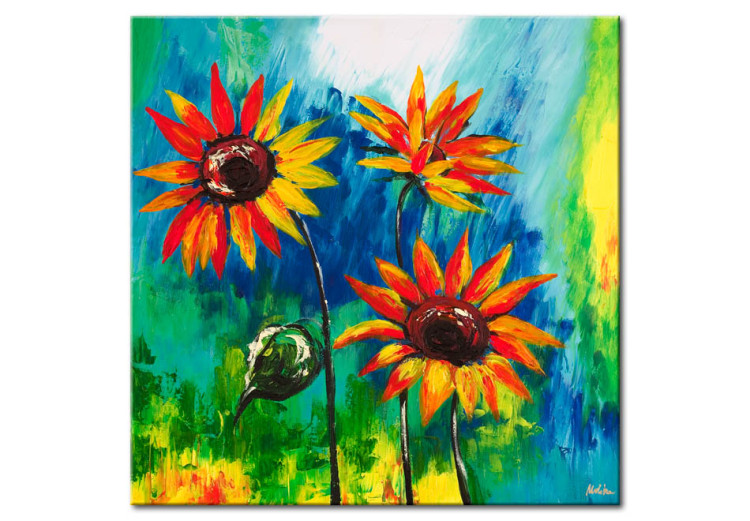 Bild auf Leinwand Sonnenblumen (1-teilig) - farbenfrohe Komposition mit gelben Blumen 48627