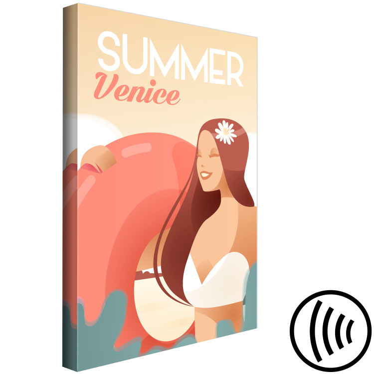 Leinwandbild Sommer in Venedig - Grafik mit einer Frau, Meereswellen und Text 135837 additionalImage 6