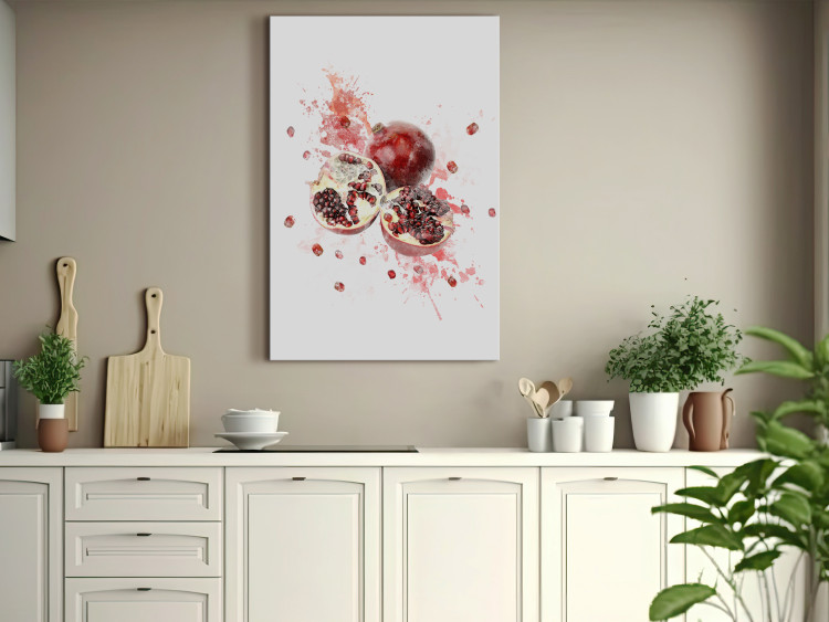 Bild auf Leinwand Pomegranate - Red Fruits on a Watercolor Stain of Color 149747 additionalImage 3