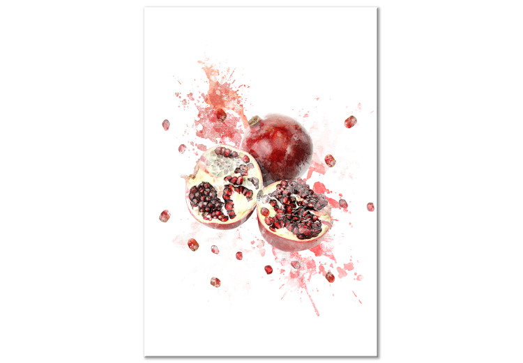 Bild auf Leinwand Pomegranate - Red Fruits on a Watercolor Stain of Color 149747