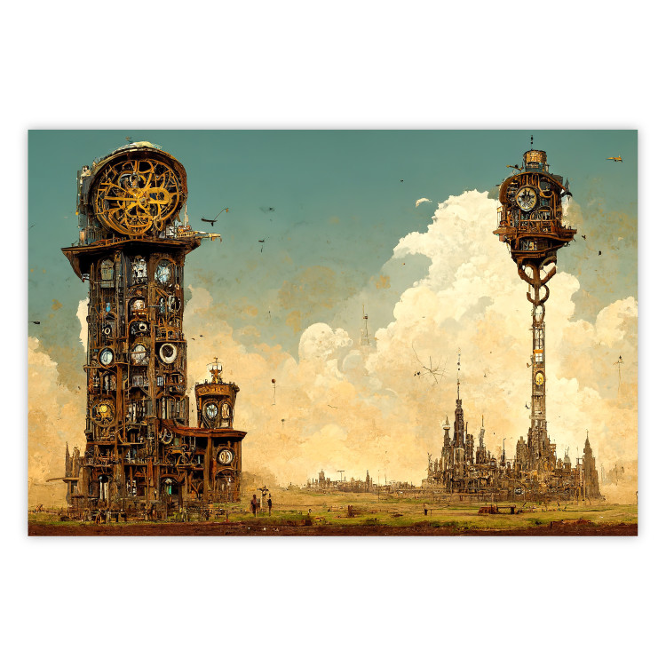 Wandposter Clocks in a Desert Town - Surreal Brown Composition 151147