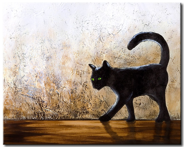 Wandbild mit gelben Katzenaugen - Deko mit Katzen