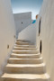 Fototapete Santorin und Griechenland - Stadtszene mit weißen Treppen 3D Effekt 105757