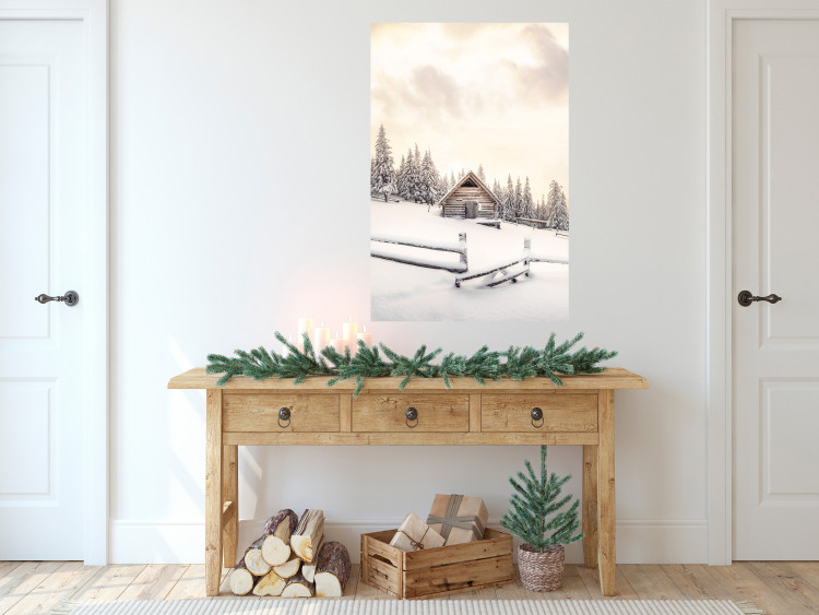 Wandposter Winter Cottage - Sunrise Landscape Over a Mountain Cottage and a Forest 149057 additionalImage 8
