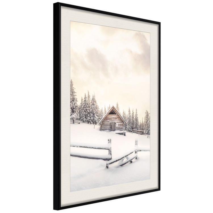 Wandposter Winter Cottage - Sunrise Landscape Over a Mountain Cottage and a Forest 149057 additionalImage 4