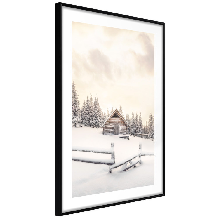 Wandposter Winter Cottage - Sunrise Landscape Over a Mountain Cottage and a Forest 149057 additionalImage 9