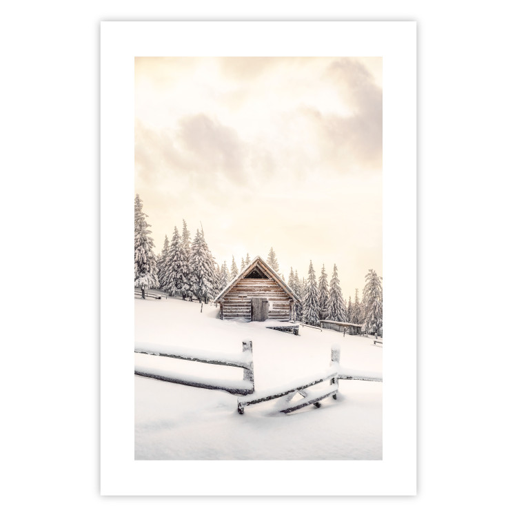 Wandposter Winter Cottage - Sunrise Landscape Over a Mountain Cottage and a Forest 149057 additionalImage 23