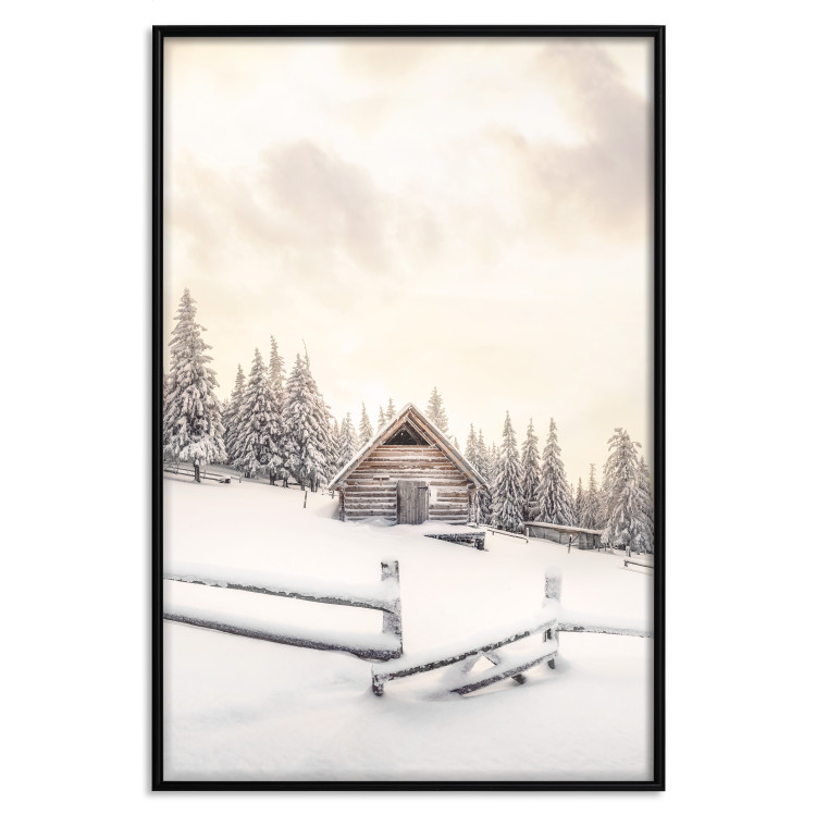 Wandposter Winter Cottage - Sunrise Landscape Over a Mountain Cottage and a Forest 149057 additionalImage 21