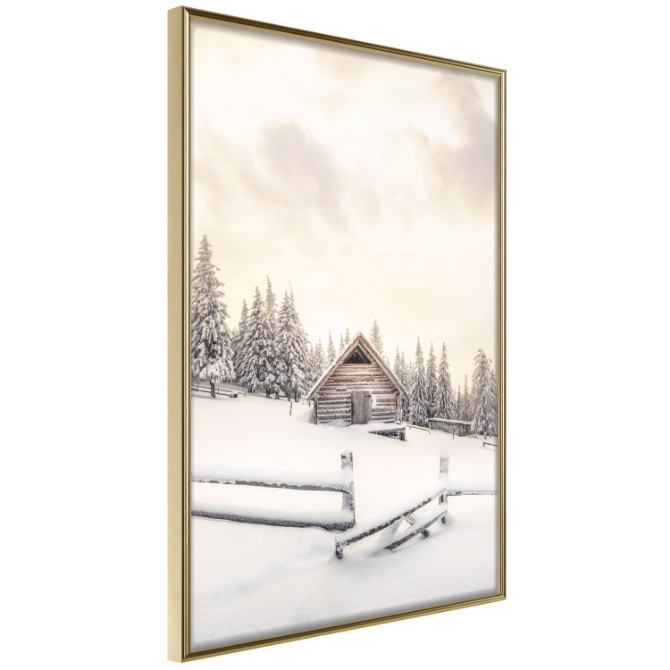Wandposter Winter Cottage - Sunrise Landscape Over a Mountain Cottage and a Forest 149057 additionalImage 11