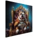 Wandbild AI Dog English Bulldog - Animal in the Role of King on the Throne - Square 150267 additionalThumb 2