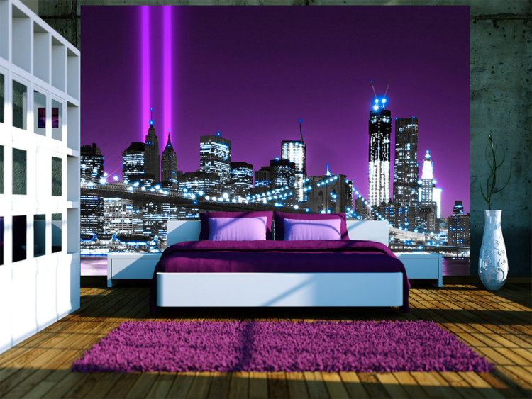 Fototapete New York in Violett - Manhattan und Architektur mit Brooklyn Bridge 61567