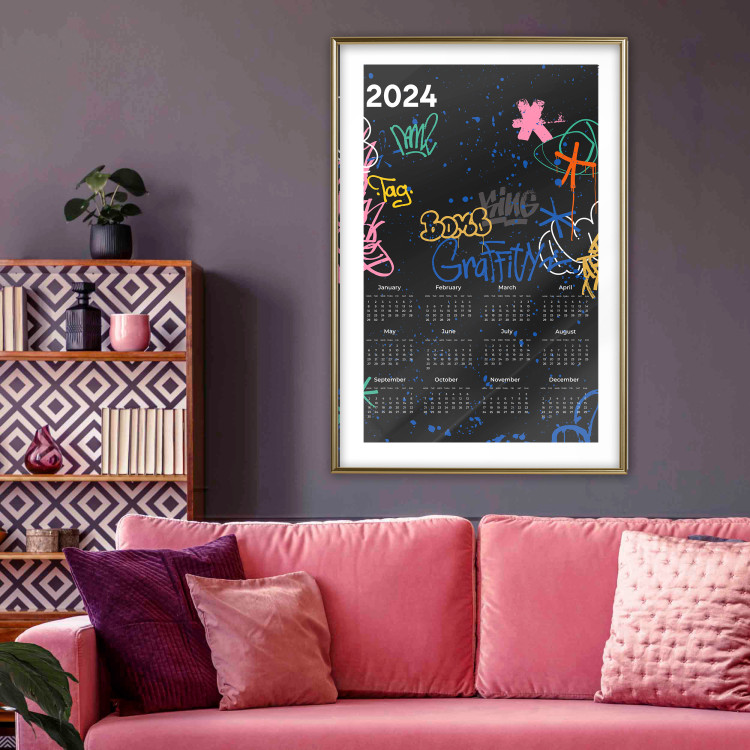 Poster Calendar 2024 - Background Covered With Graffiti in Street Art Style 151887 additionalImage 14