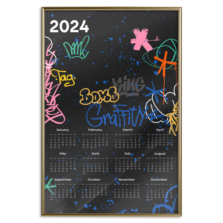 Poster Calendar 2024 - Background Covered With Graffiti in Street Art Style 151887 additionalImage 10