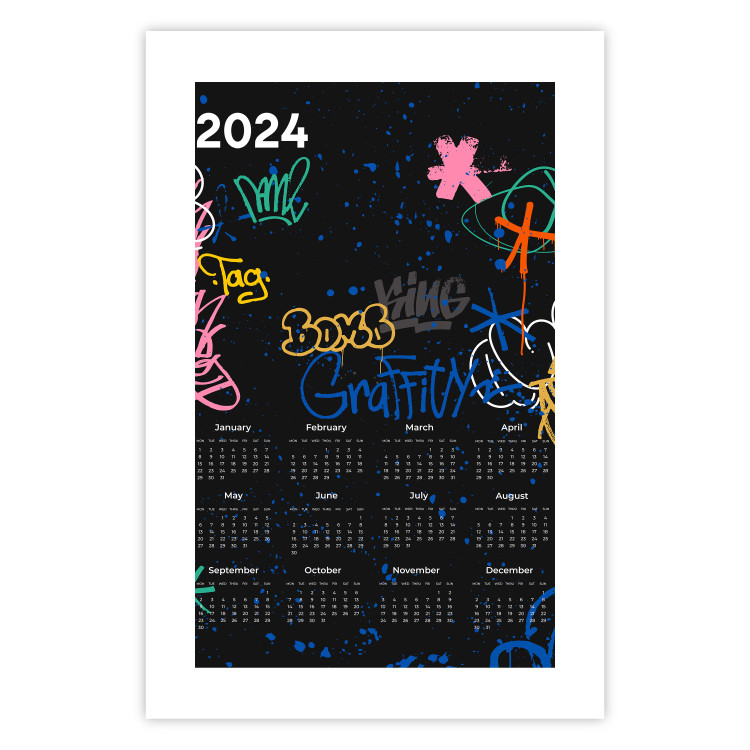 Poster Calendar 2024 - Background Covered With Graffiti in Street Art Style 151887 additionalImage 19