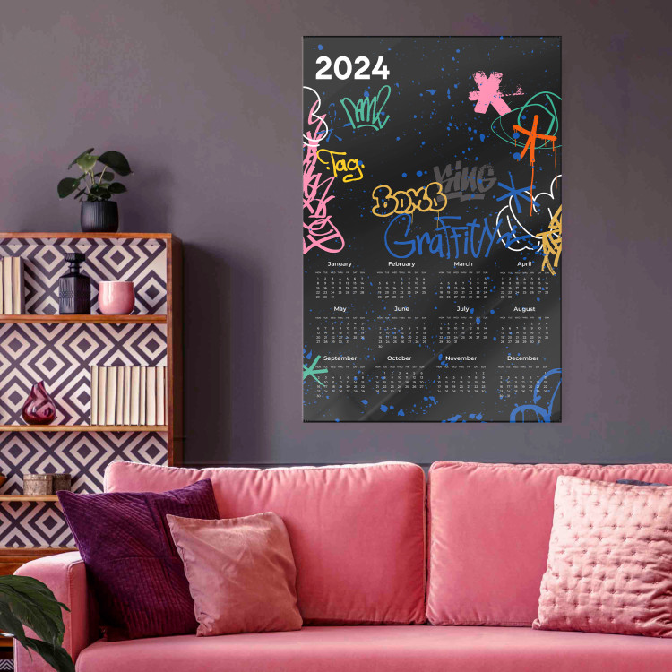 Poster Calendar 2024 - Background Covered With Graffiti in Street Art Style 151887 additionalImage 26