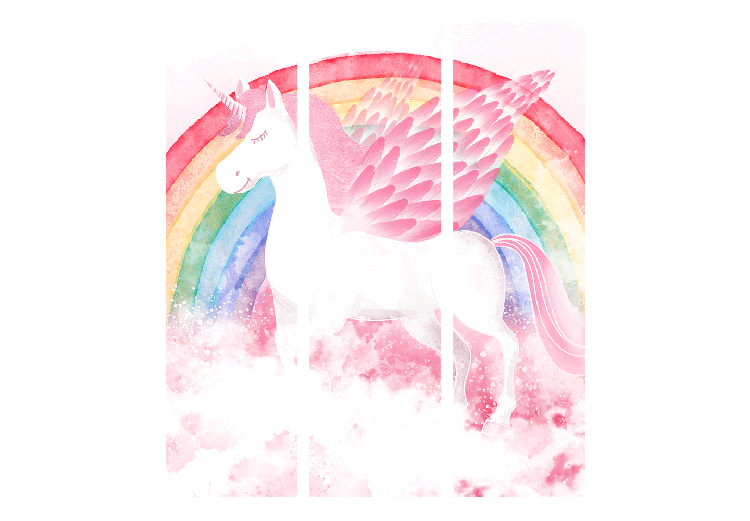 Spanische Wand Pink Power - A Unicorn With Wings and a Rainbow on a Background of Clouds [Room Dividers] 151418 additionalImage 7