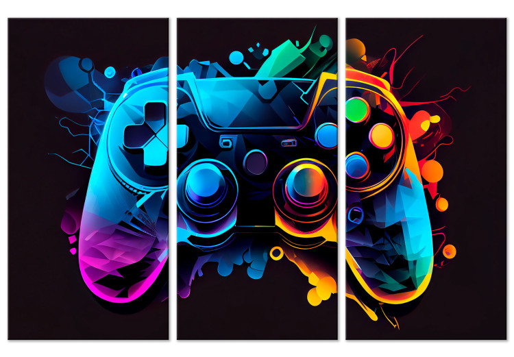 Bild auf Leinwand Colorful Gameplay - Gaming Controller With Multicolored Backlighting 151818