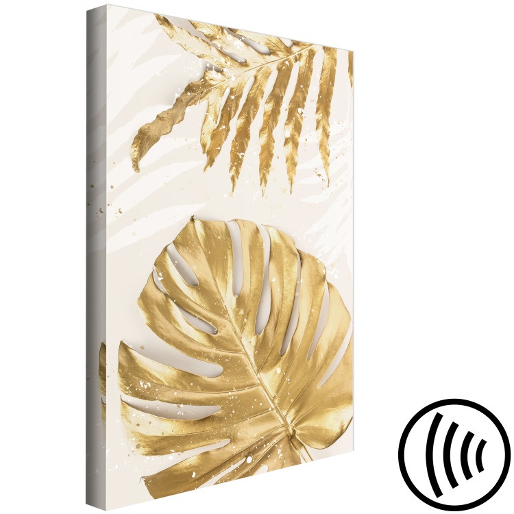 Leinwandbild Golden Leaves With a Monstera - Elegant Plants With a Festive Atmosphere 148428 additionalImage 6