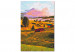 Wandbild zum Malen nach Zahlen Autumn Village - Landscape of a Sunny Valley against a Pink Sky 146538 additionalThumb 3