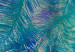 Vlies Fototapete Exotisches Motiv - Blaue Pfauenfedern auf grauem Betonhintergrund 134948 additionalThumb 4