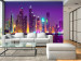 Vlies Fototapete Purpurne Nächte in Dubai - Wolkenkratzer Panorama und Wasserspiegelung 90558