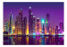 Vlies Fototapete Purpurne Nächte in Dubai - Wolkenkratzer Panorama und Wasserspiegelung 90558 additionalThumb 1