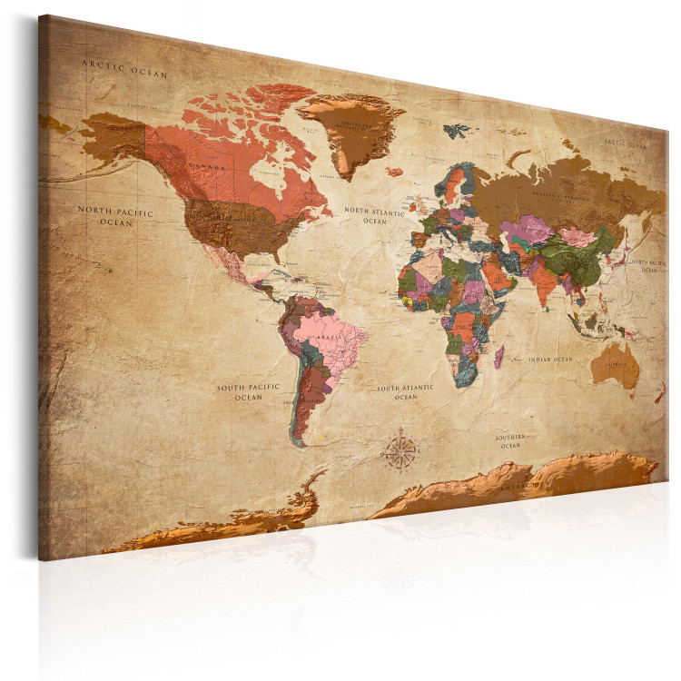 Leinwandbild World Map: Brown Elegance 96058 additionalImage 2