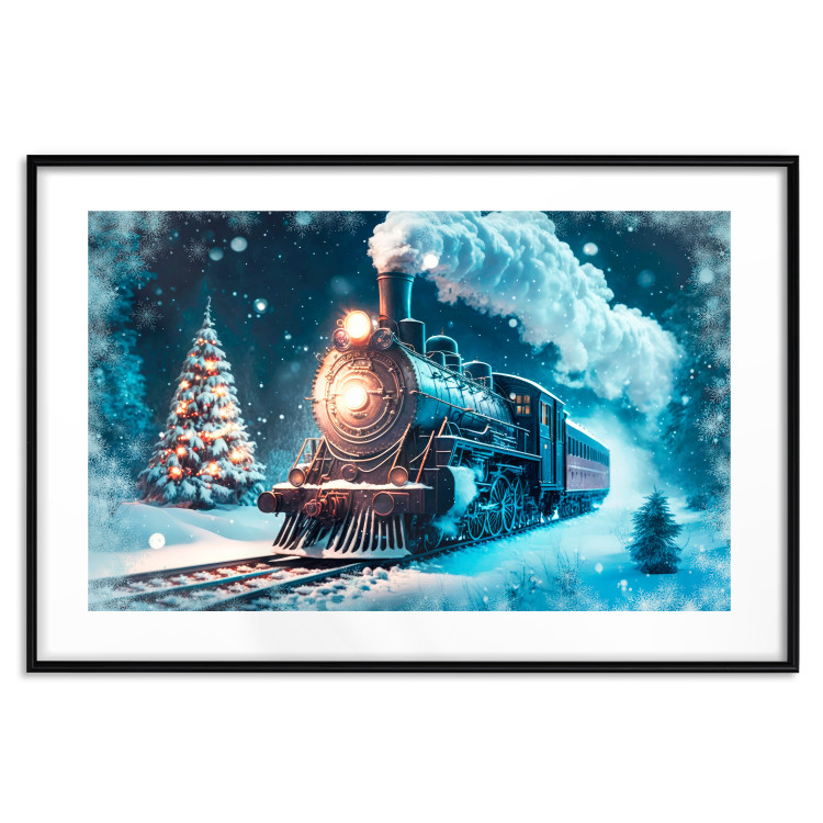 Poster Christmas Locomotive - A Train Traveling Through a Snowy Forest at Night 151868 additionalImage 24