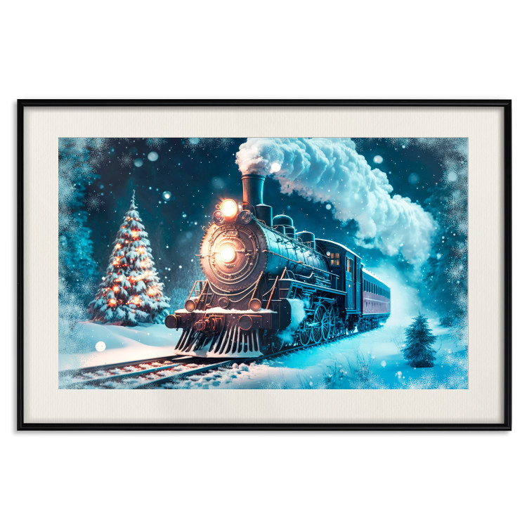 Poster Christmas Locomotive - A Train Traveling Through a Snowy Forest at Night 151868 additionalImage 25