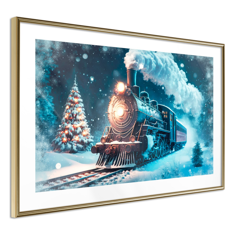 Poster Christmas Locomotive - A Train Traveling Through a Snowy Forest at Night 151868 additionalImage 8