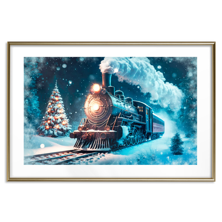 Poster Christmas Locomotive - A Train Traveling Through a Snowy Forest at Night 151868 additionalImage 26